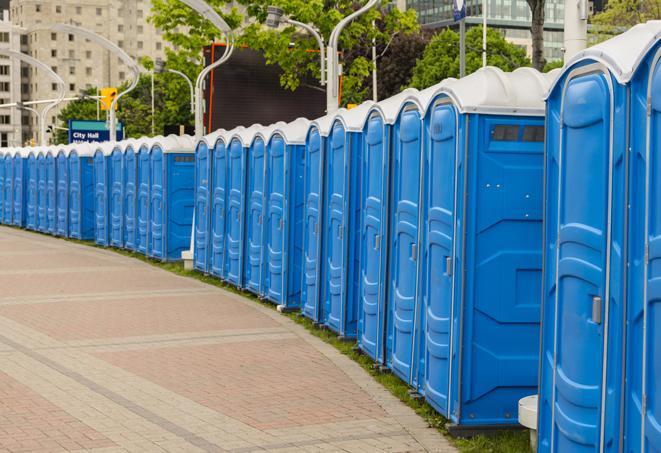 Seasonal porta potty units set up at a Yelm, Washington venue