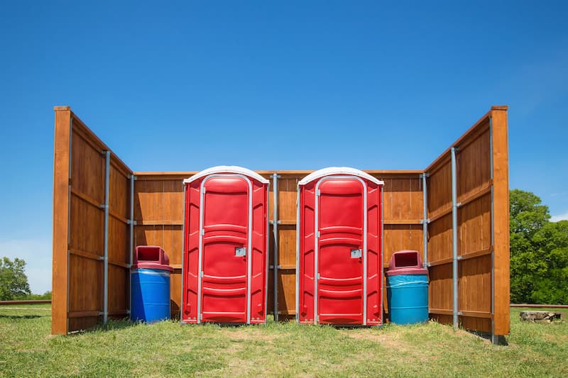 Short-term porta potty units staged for delivery in Yelm, Washington